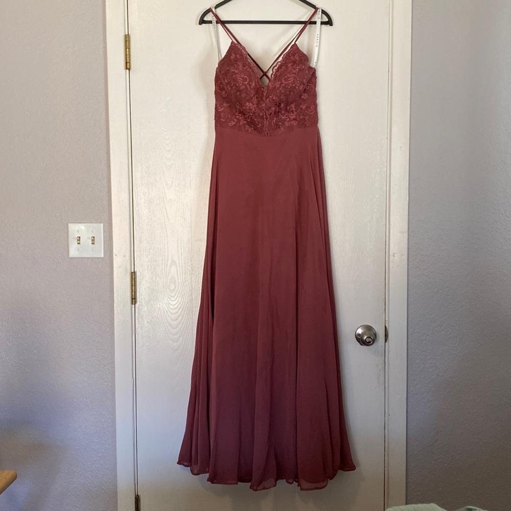 Azazie Sonya Desert Rose bridesmaid dress size 8